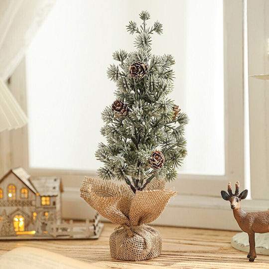 Brăduț Decorativ de Crăciun din Plastic 27 cm Decorat Verde