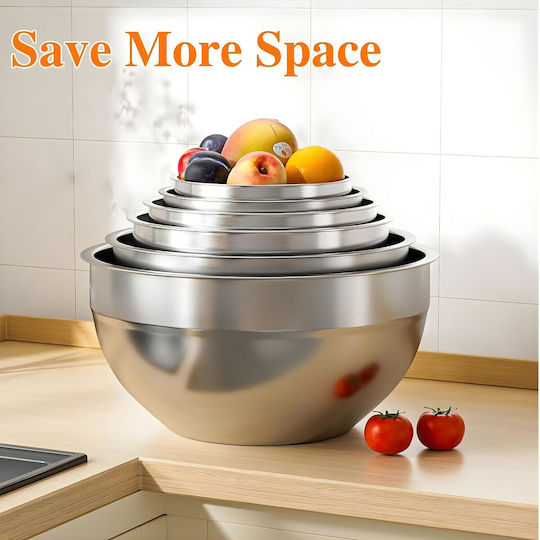 Set de Recipiente pentru Alimente din Inox, Argintii, 6 Bucăți