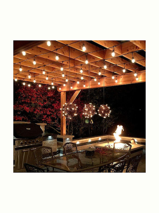 Waterproof LED Garland Lights IP44 10m with 10 Warm White Lamps Waterproof LED Garland Lights IP44 10m with 10 Warm White Lamps