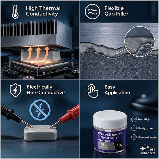 Qoltec High Thermal Conductivity Thermal Paste 10 W/m-k 10 G Gray