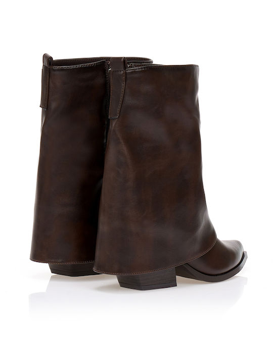 Women's Cowboy Ankle Boots with Medium Heel Brown