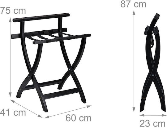 Relaxdays Wooden Foldable Hotel Luggage Rack Black Foldable