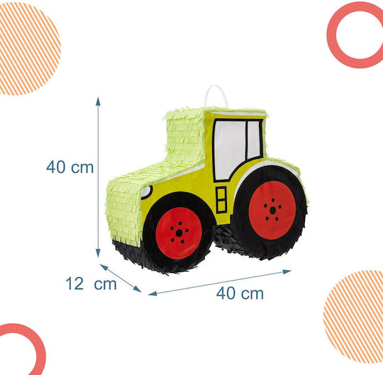 Relaxdays Tractor Piñata Set Mask Stick Gold Red Black