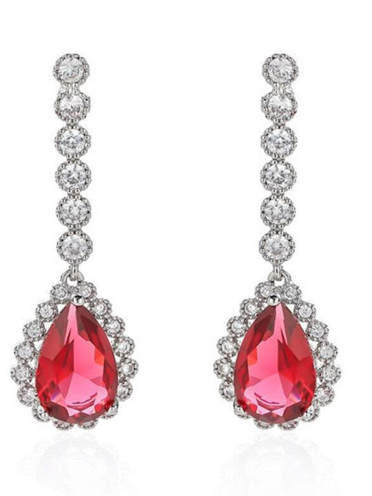 Red Stone Teardrop Earrings