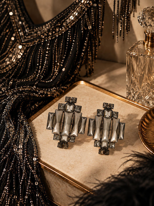 Vintage Smoky Glamour Crystal Earrings