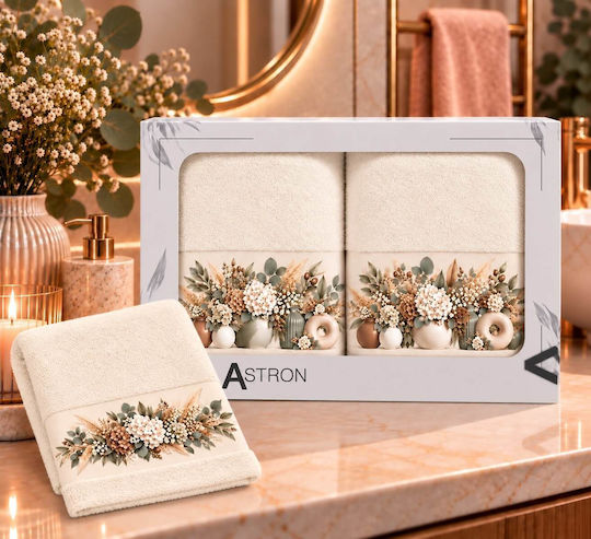 Astron Italy Bath Towel Set 3 pcs Linda Ecru 500 gsm Weight