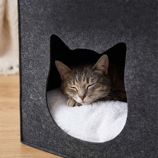 Relaxdays Cat Bed Foldable Anthracite 40 × 40 × 35 Cm Soft Cushion