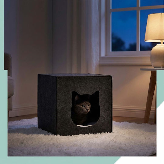Relaxdays Cat Bed Foldable Anthracite 40 × 40 × 35 Cm Soft Cushion