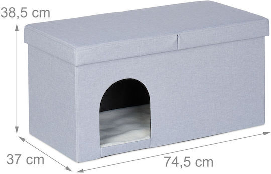 Relaxdays Cat House 10045089 Lid Bench Foldable Mdf Polyester Gray 38.5 X 74.5 X 37 Cm