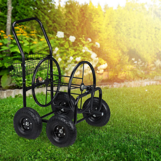 Relaxdays Black Hose Cart 4 Wheels