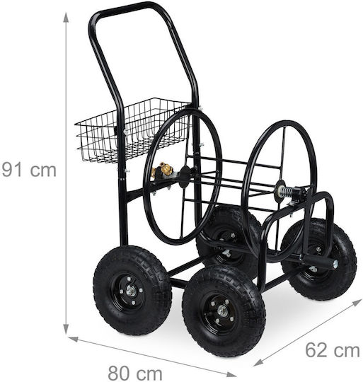 Relaxdays Black Hose Cart 4 Wheels