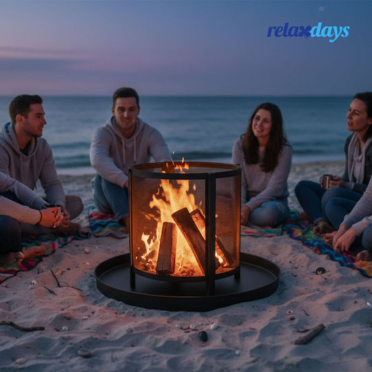 Relaxdays Stahl-Bodenplatte für Feuerkorb