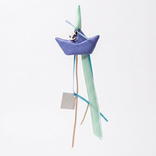 Grekas Handmade Hanging Boat Lucky Charm Light Blue Ceramic 25cm