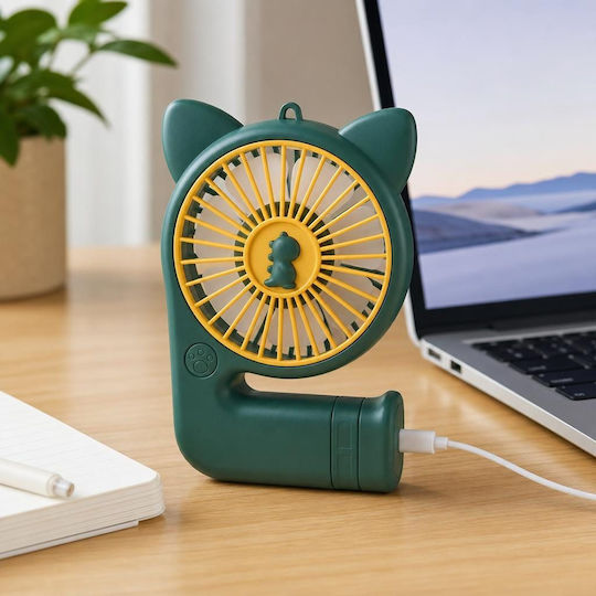 Mini Ventilator Portabil Flippy Compact, Model Portabil Alimentat Prin USB 5V, Flux de Aer Răcoritor, Ușor și Confortabil de Folosit în Zilele Călduroase, Verde Închis