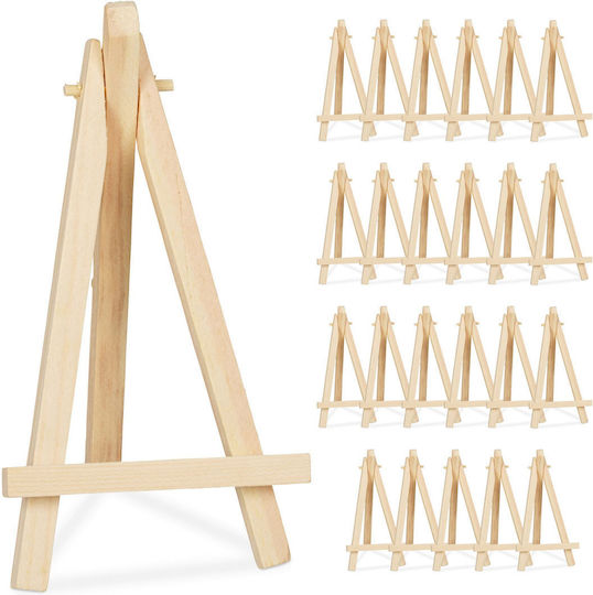 Set de 24 șevalete mini Relaxdays din lemn natural de pin 15,5 × 8 × 2 cm