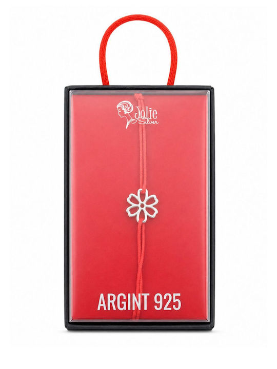 Brățară din Argint 925 Pentru Femei Jolie cu Design Romanita Mărțișor de 1 Martie, Brățară cu Pandantiv din Argint și Șnur Roșu