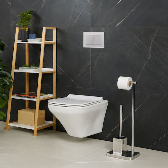 Relaxdays Стенен Комплект Аксесоари за Баня Inox Сиви