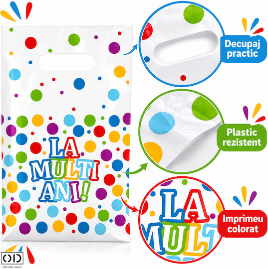 Pungă de Plastic pentru Cadou Multicoloră 16.5x25cm 10 Bucăți