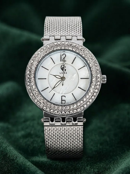 GG Luxe Ceas de Damă 38 mm cu Baterie și Brățară Metalică Argintie GG Luxe Ceas de Damă 38 mm cu Baterie și Brățară Metalică Argintie