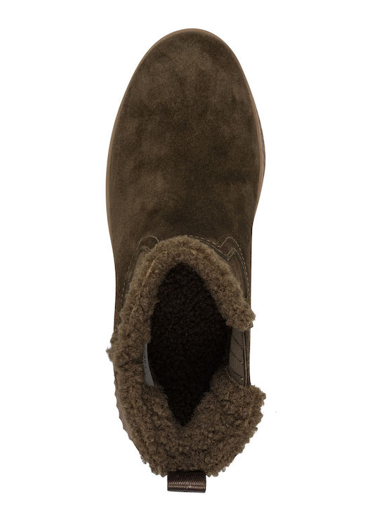 Grüne Damen-Stiefeletten aus Wildleder