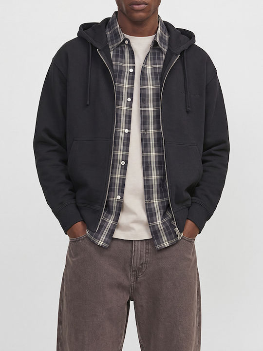 Jack & Jones Jorsalamanco Ζακέτα Jetblack με Κουκούλα