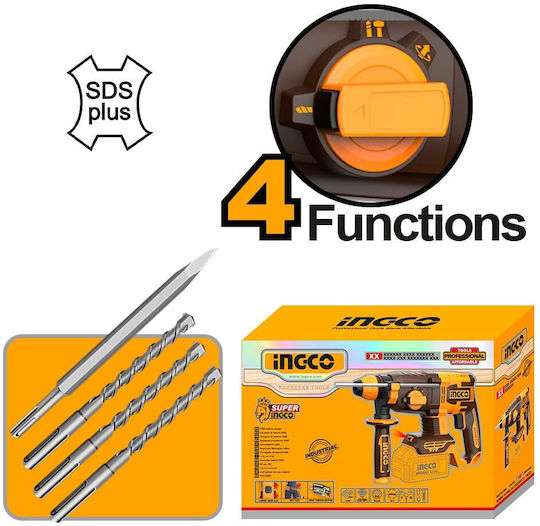 Ingco CRHLI22208 Ciocan Rotopercutor cu Acumulator Brushless 20V Solo cu Prindere SDS Plus