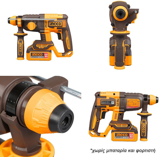 Ingco CRHLI22208 Ciocan Rotopercutor cu Acumulator Brushless 20V Solo cu Prindere SDS Plus