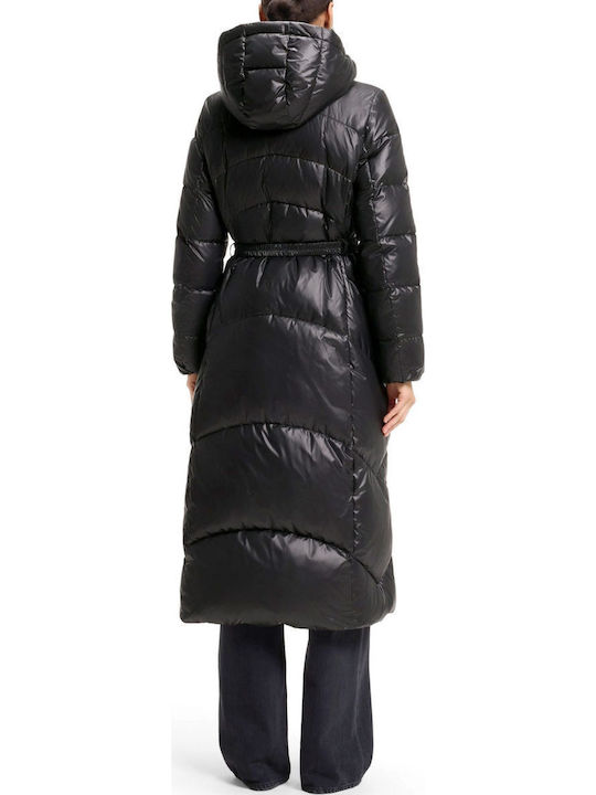 Long Women's Puffer Jacket for Winter Black