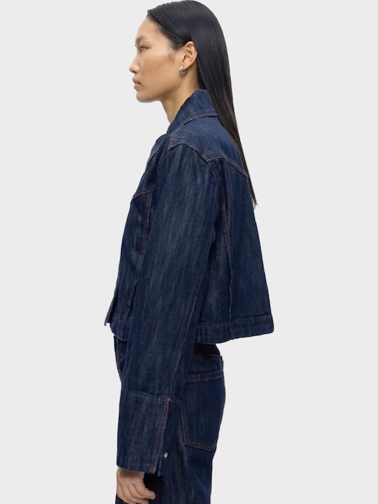 Crop Γυναικείο Τζιν Μπουφάν Unwashed Denim