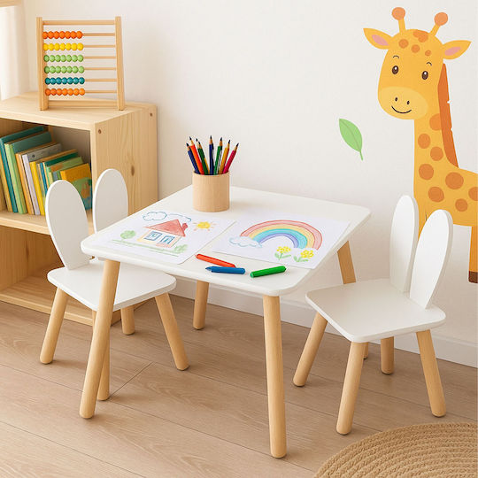 Kinder-Tischset mit Stühlen Weiß Relaxdays