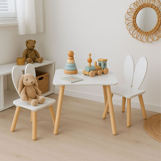 Kinder-Tischset mit Stühlen Weiß Relaxdays