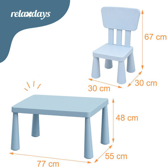Σετ Παιδικό Τραπέζι με Καρέκλες Μπλε Relaxdays