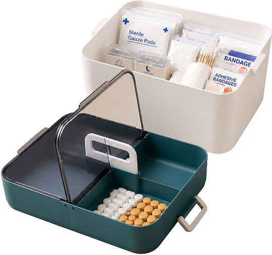 Relaxdays Plastic Medicine Box White Turquoise