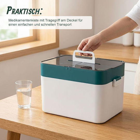 Relaxdays Plastic Medicine Box White Turquoise