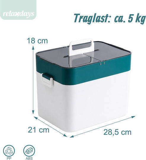 Relaxdays Plastic Medicine Box White Turquoise