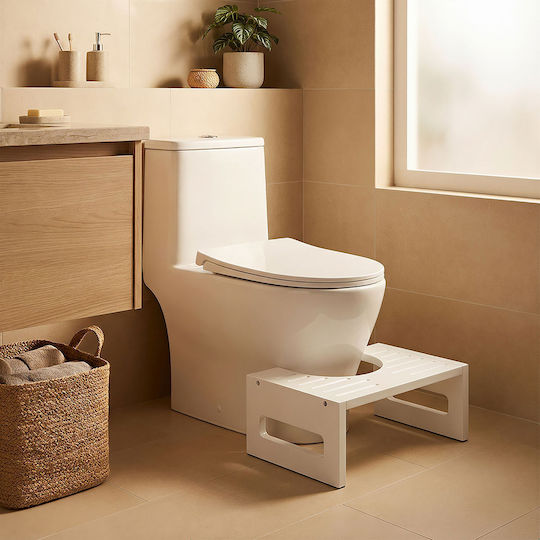 Suport pentru hârtie igienică Relaxdays din bambus alb cu protecție pentru podea