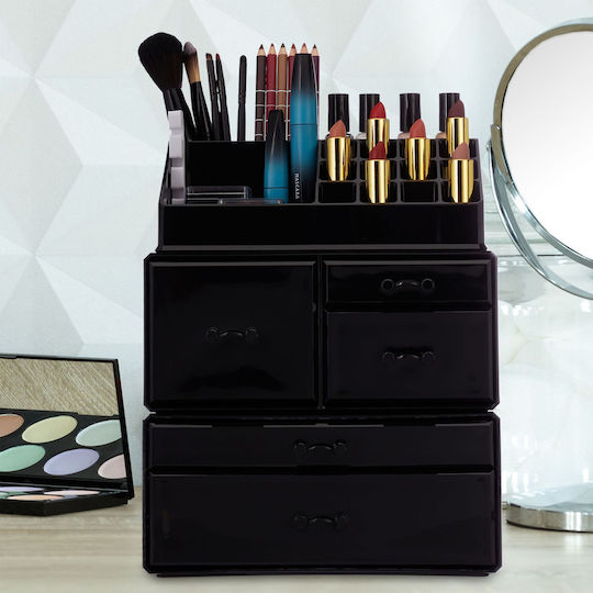 Relaxdays Organizator de cosmetice cu separatoare negru