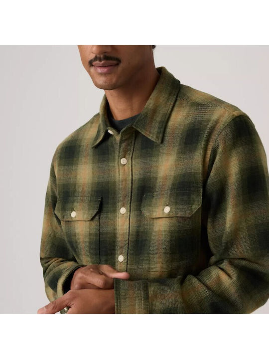 Long Sleeve Flannel Overshirt in a Wide Fit, Multicolour Check