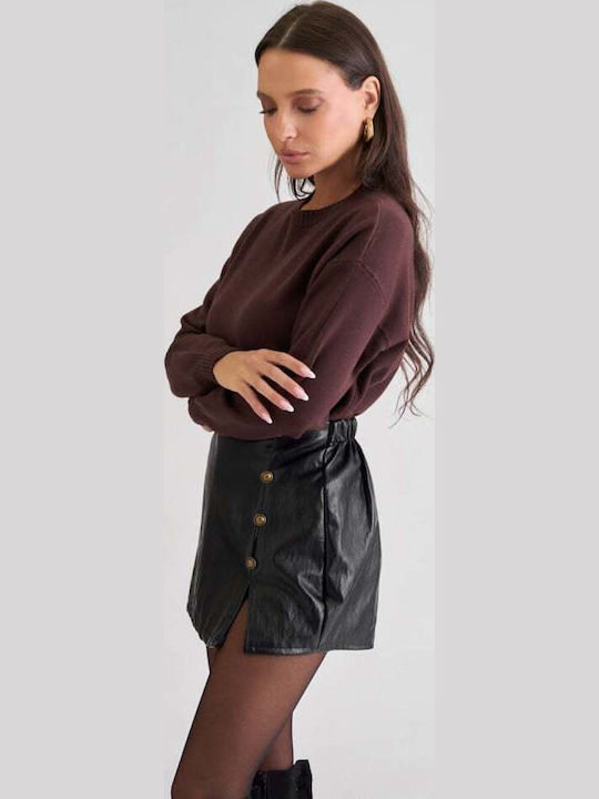 Damen Leder-Skort Schwarz