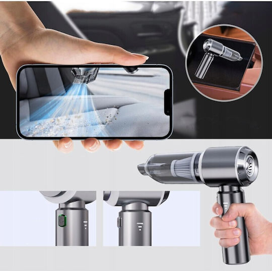 Aspirator Auto Portabil Flippy Home Car, 3 Viteze, Încărcare Rapidă Type-C, Tub Prelungitor, 2000 mAh, 7 Duze pentru Aspirare și Suflare, 21x20x6.5 Cm, Negru