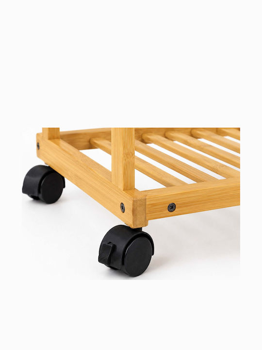 Relaxdays Τροχήλατη Κρεμάστρα Δαπέδου από Bamboo Μπεζ 100x38x176cm