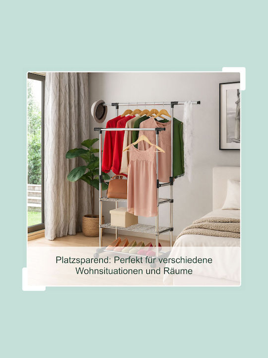 Relaxdays Τροχήλατη Κρεμάστρα Δαπέδου από Μέταλλο Μαύρη