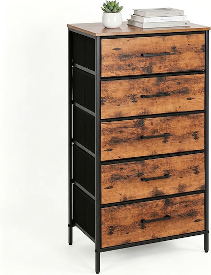 Aufbewahrungsschrank aus Holz, Metall und Stoff mit 5 Schubladen L45 × B30 × H94 cm Aufbewahrungsschrank aus Holz, Metall und Stoff mit 5 Schubladen L45 × B30 × H94 cm