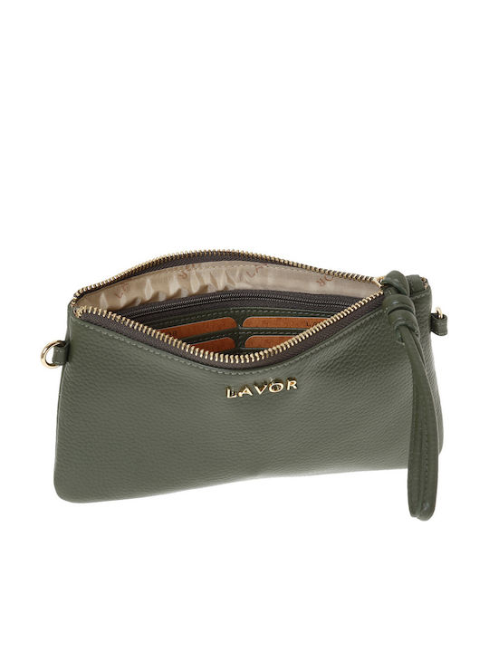 Khakifarbene Damen-Schultertasche aus Leder