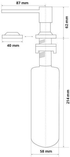 Square Built-in Kitchen Dispenser in Stainless Steel Black 400ml
