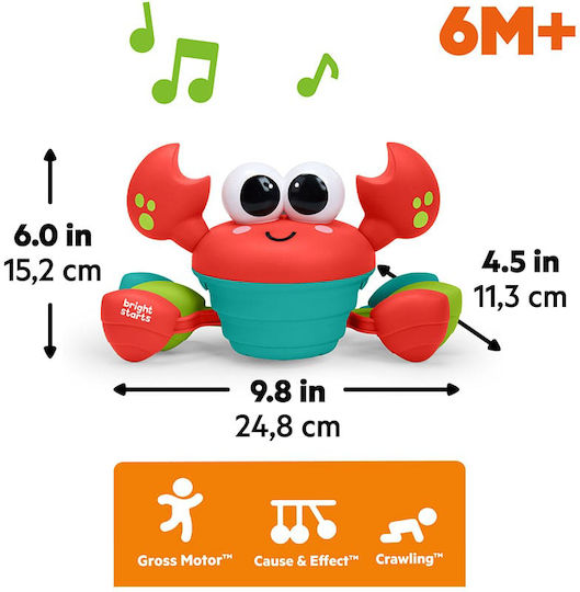 Bright Starts Jucărie pentru Bebeluși Rockin Crawling Crab cu Muzică