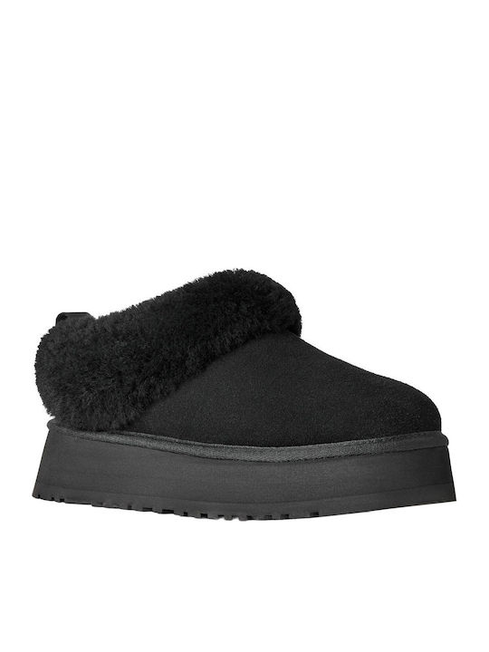 UGG Tazzelle Papuci de Iarnă pentru Femei din Piele Suede Ghete Scurte Negre