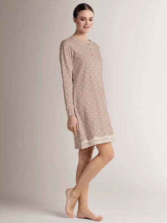 Infiore Winter Women's Nightgown Beige