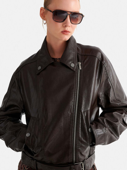 Γυναικείο Biker Jacket Καφέ