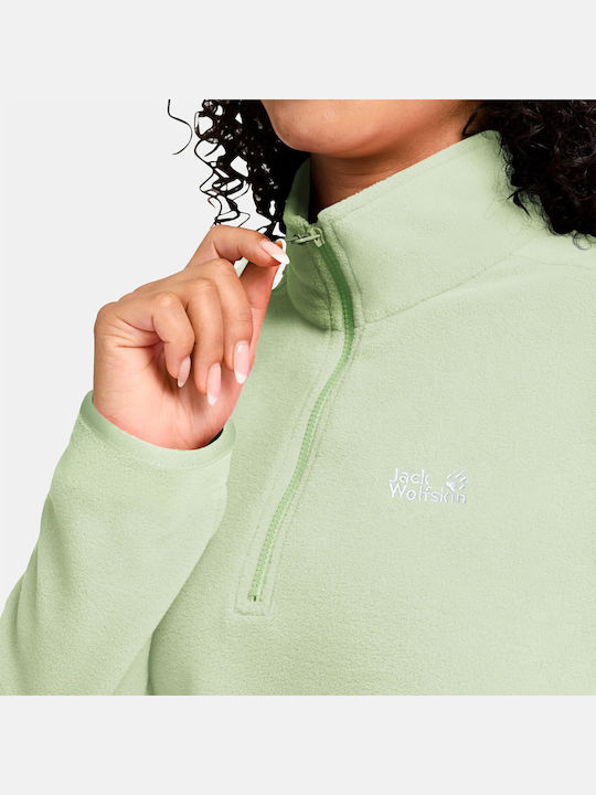 Winter Women's Fleece Hiking Top with Zip Green